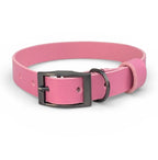 Pink Leather Dog Collar - Gunmetal