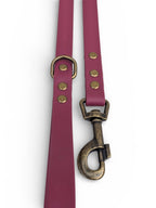 Wine Biothane dog lead - Antique Brass