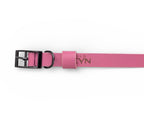 Pink Leather Dog Collar - Gunmetal