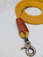 Gold Rope Dog Lead, genuine leather, antique brass clasp, 140cm leash
