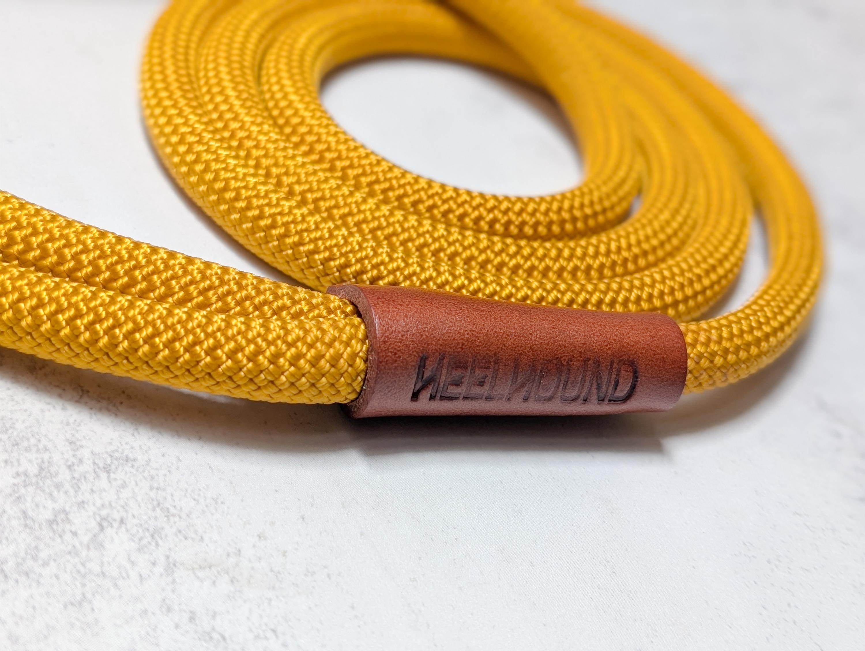 Gold Rope Dog Lead, genuine leather, antique brass clasp, 140cm leash