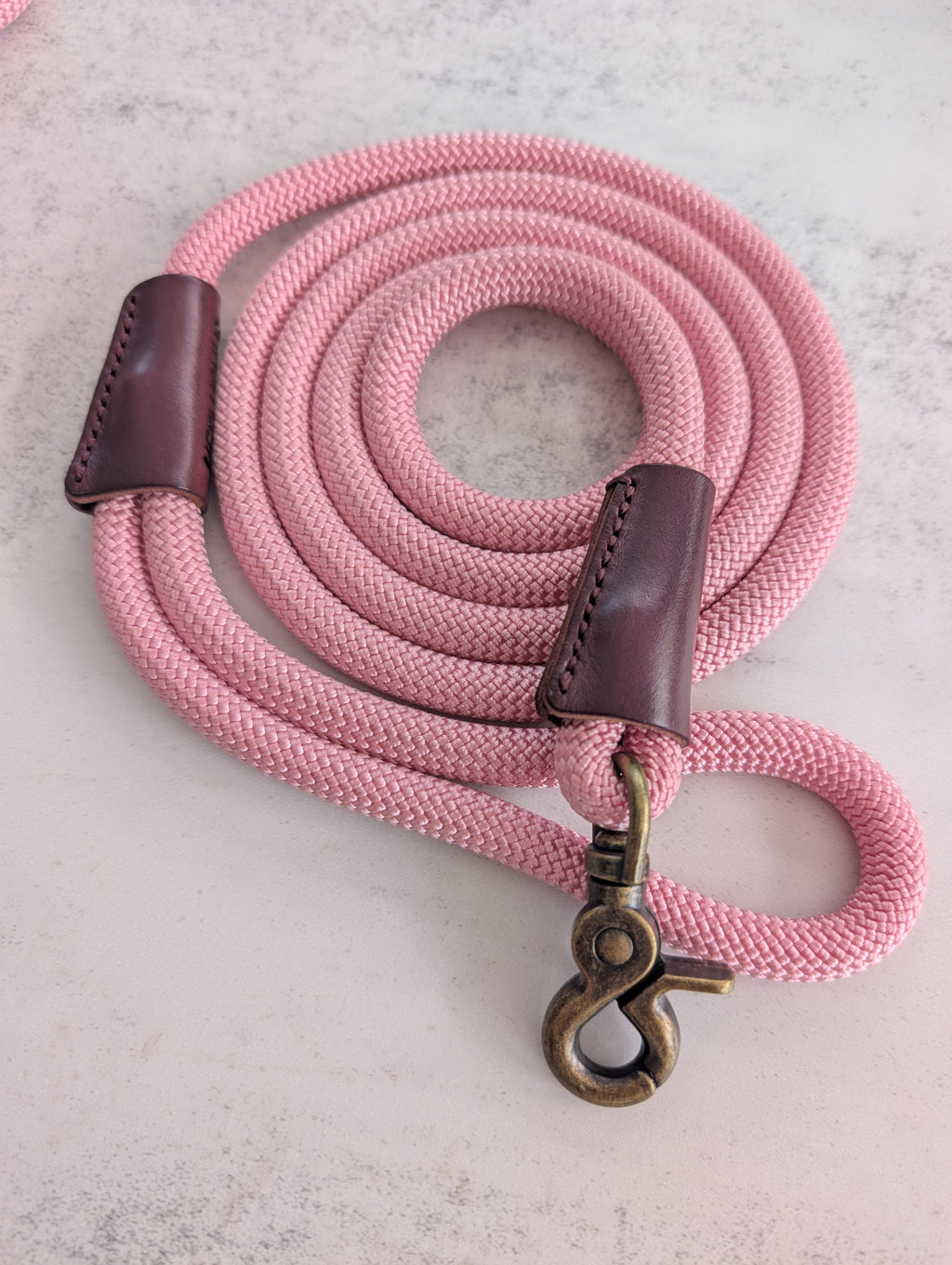 Cotton Candy Pink Dog Lead - Antique Brass