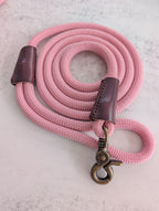 Cotton Candy Pink Dog Lead - Antique Brass