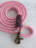 Cotton Candy Pink Dog Lead - Antique Brass